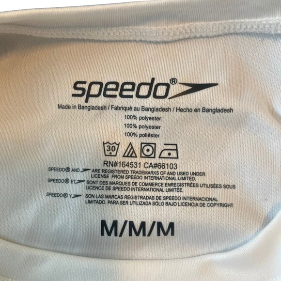 Speedo Men’s White Short Sleeve Rash Guard Swim Shirt | Size M - Picture 3 of 3